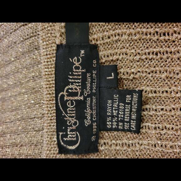 Vintage 80s Christine Phillipè large gold sleeveless sweater. Party! Glamour! - Picture 3 of 4